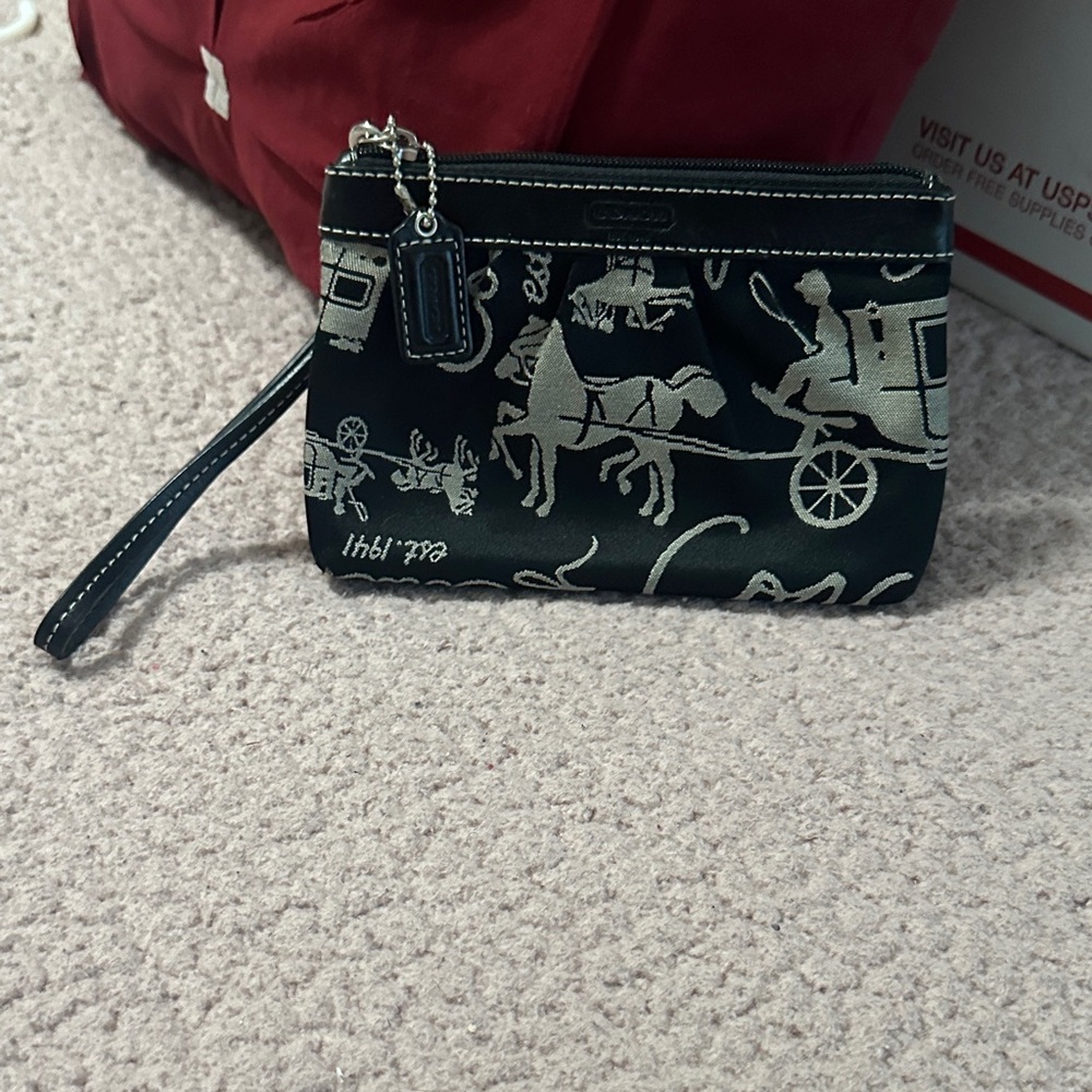 Coach Black Wristlet with Silver Accents